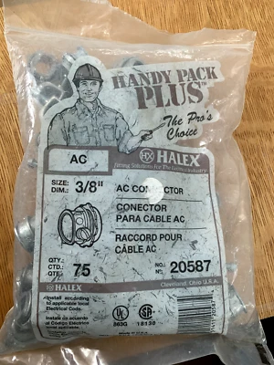 Paquete de 75 -- Conectores eléctricos de CA Halex 3/8" -- Parte #20587 Foto 1 de 4
