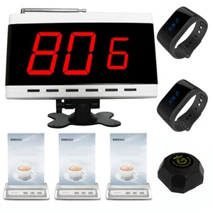 SINGCALL Wireless Calling System 1 Receiver,2 Watches,1 Pager,3 Table Bells - Zdjęcie 1 z 11