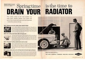 1958 Dow Chemical Drain Your Radiator Frostschutzmittel Midland MI 2-seitige Druckanzeige - Bild 1 von 1