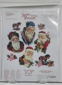 Vermillion Stitchery Counted Cross Stitch Chart 703 ~ Santa and Toys Portraits - Picture 1 of 9