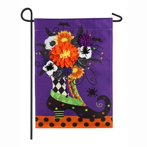 Bandera de hoja perenne, Halloween, 18"x12.5", Bota de bruja Jardín Bandera de arpillera - Imagen 1 de 3