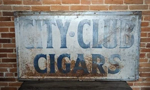Antique City Club Cigars Tin Metal Advertising Sign (Embossed) Hanover PA York - Picture 1 of 13