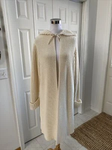 Cárdigan plumero largo con capucha de lana marfil Gap XL nuevo con etiquetas - Imagen 1 de 9