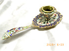 Ancien Bougeoir A Main Bronze Cloisonne Emaille Rat De Cave Candlestick 19 Eme