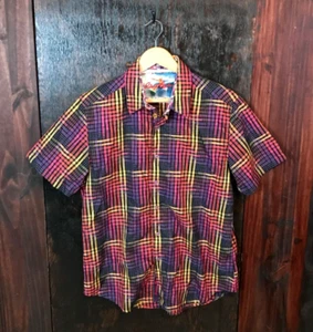 Robert Graham Multicolor Pink Yellow Orange Purple Sz Medium Short Sleeve Men’s - Picture 1 of 7
