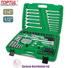 TOPTUL 106 PIECE 1/4" & 1/2" DRIVE SOCKET, SPANNER, AND BIT SET - GCAI106B - Picture 1 of 1