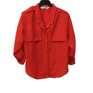Diane Von Furstenberg (DVF) Women's Size 14 Solid Red Blouse 100% Polyester - Picture 1 of 9