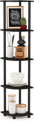 Furinno Turn-N-Tube 5 Tier Corner Display 5-Tier Round Tube, Espresso/Black  - Image 1 of 4