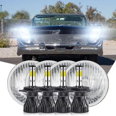 For 1958-1978 1979 Lincoln Continental 5-3/4" 5.75" LED Headlights Hi/Low 4PCS - Image 1 of 4