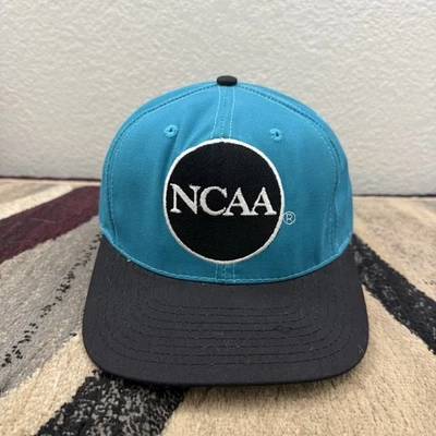NCAA Logo Hat Cap Snapback Vintage Teal Blue Starter Referee Final 4 Embroidered - Image 1 of 4