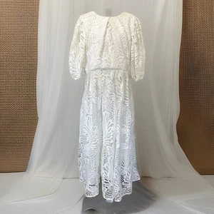 ASOS 16 NWT Dress White Curve Avery Lace Cutwork Midi Embroidered Wedding - Picture 1 of 14