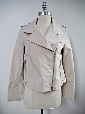 Jaqueta estilo motociclista BRUNELLO CUCINELLI bege feminina italiana 38 - Imagem 1 de 4