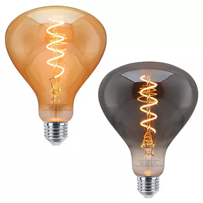 LONG LIFE LAMP COMPANY LED Vintage Classic Spiral Filament Light Bulb Gold Grey Glass Tear Drop 4W E27