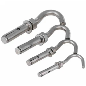 M6 M8 Open Hook Eye Bolt Heavy Duty Anchor Expansion Fixings Bolts A4 Stainless - Picture 1 of 5