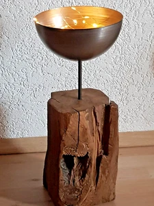 Windlicht Eichenbalken alt Pflanzen-Schale Kerzenschale Holzbalken Lichtschale - Bild 1 von 11