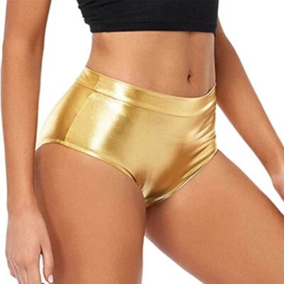 Sexy Hot Pants Metallic Shiny Lady Booty Shorts Briefs Slim Raves Party Clubwear - Image 1 of 4
