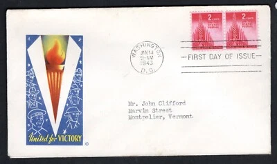 Sc #907 Minkus Patriotic NIM 1943 Washington DC Allied Nations Allegory - Image 1 of 2