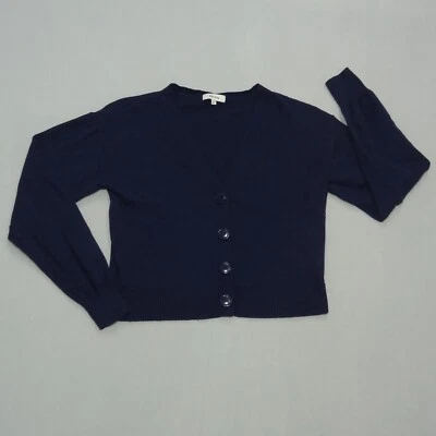 Kensie Navy Blue Cardigan Button-Up Knit Sweater Cropped V Neck Juniors Size (M) - Image 1 of 4