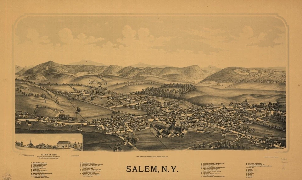 Reimpresión A4 del mapa de ciudades americanas ciudades estados Salem Nueva York Foto 1 de 1