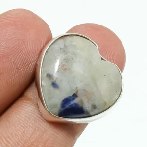 Sodalite Gemstone Ring Handmade Antique Design Ethnic Gift Jewelry 7" a359 - Picture 1 of 6