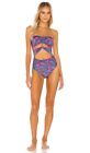 Vix Swimwear Georgia One Piece in Fiore Blue Floral L NWT $210