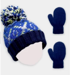 Cat & Jack Baby Jungen Fair Isle Bündchen Beanie & magische Fäustlinge blau 12-24M A110 - Bild 1 von 2