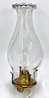 Antique No. 0 Brass Kerosene / Oil Lamp Burner w/ Lovely Petal Top Glass Chimney