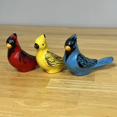 Roseville Ohio L&H Pottery Blue Jay Bird Bird Bath 1960s Vintage Set of 3 READ - Image 1 of 4