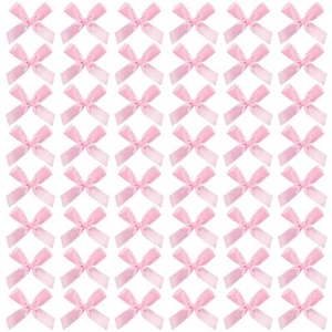 50 Pcs Mini Pink Bows for Crafts Tiny Pink Bows Small Satin Fabric Bows for C... - Picture 1 of 8