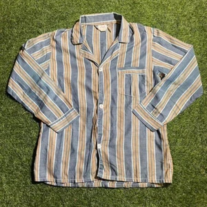 Vintage 70er Town Craft Penn-Prest horizontal gestreift voll geknöpft Kleid Hemd - Bild 1 von 6