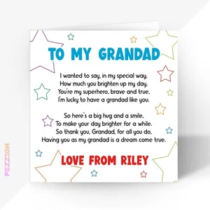Personalised Grandad Father's Day Card From Grandson Granddaughter Grandpa Poem - Picture 1 of 5