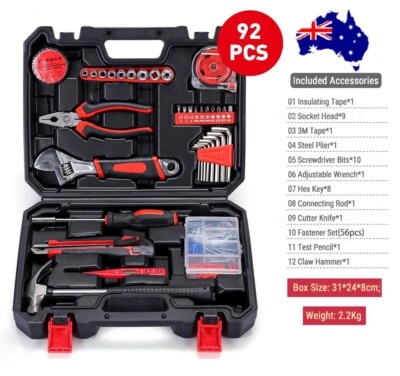 Tool Kit 92Pcs Household Toolbox Multifunctional Tools Set Hard Case - image 1 of 4