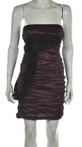 NEW BCBGMAXAZRIA Womens Dress Size S Burgundy Black Sheath Strapless Above Knee - Picture 1 of 5