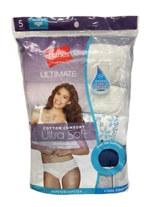 Hanes Women's 5 Pack Ultimate Cotton Comfort Ultra Soft Hipster Underwear - Picture 1 of 2