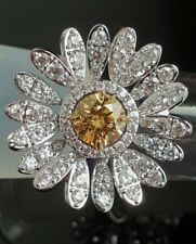 SWAROVSKI Silver Tone Embellished Flower Ring,Size M