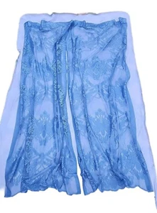 VTG Semi-Sheer Blue Lace Floral Set Of 2 Window Treatment/Panel/Curtains MadeUSA - Picture 1 of 7