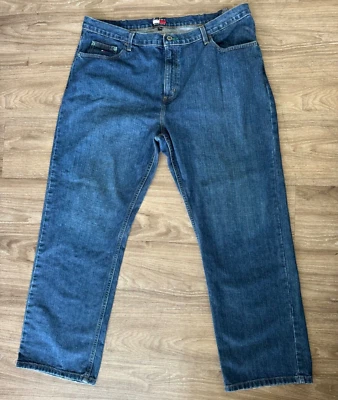 Jeans masculino Tommy Hilfiger 40x30 folgado azul escuro denim Y2K solto - Imagem 1 de 4