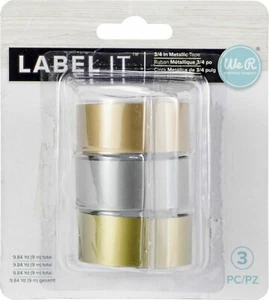 We R Memory Keepers LabelIT .75" Emboss Tape Rolls 3/Pkg Metallic 6600466 New - Picture 1 of 7