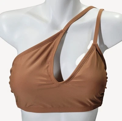 Top de bikini Wild Fable para mujer marrón con un hombro atado hacia atrás - D/DD NUEVO SIN ETIQUETAS Foto 1 de 4