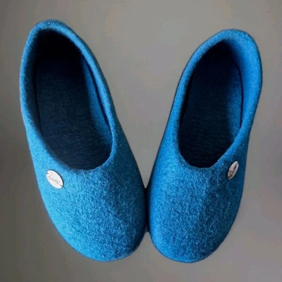 ZAPATILLAS BAILARINA WOOLFIT/AZUL/SUELA DE CUERO/VARIAS TALLAS/USADAS Foto 1 de 4