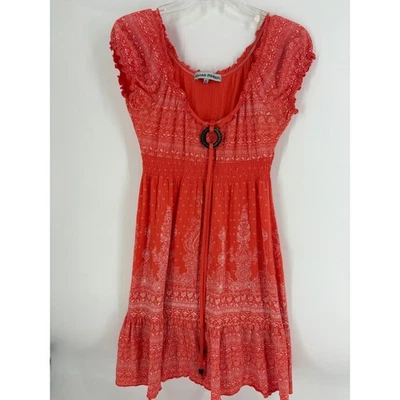 Почти знаменитый оранжевый пейсли со сборками завышенной талией оборки ярусное платье M - Изображение 1 из 4