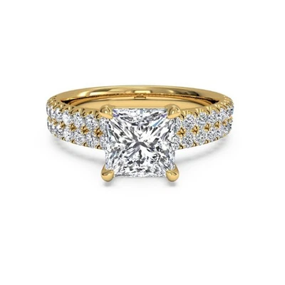1.60 CT Princess Cut Lab Created Diamond Wedding Ring 14K Solid Yellow Gold Sz 6 - Image 1 of 4