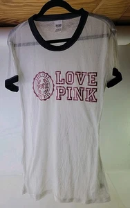 Pink Victoria's Secret Damen T-Shirt Love Pink Sign Elfenbein Größe S/P. - Bild 1 von 7