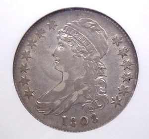 Medio dólar de plata busto tapado 1808 O-103 50c NGC AU50 #014 sobre unc ECC&C, Inc - Imagen 1 de 7