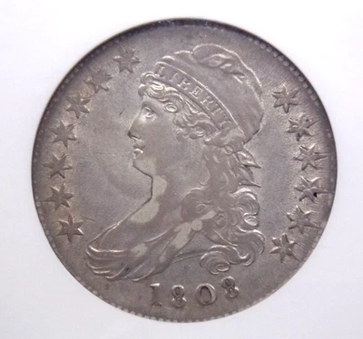 Medio dólar de plata busto tapado 1808 O-103 50c NGC AU50 #014 sobre unc ECC&C, Inc Foto 1 de 4