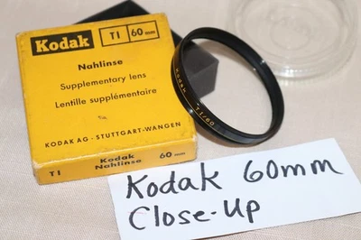 EXC Vtg KODAK 60mm T1 Nahlinse CloseUp Lens, Germany 60mm T1 Close-up Fits 58mm - Image 1 of 4