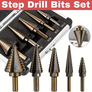 HSS Cobalt Hole Large Metal Step Drill Bit Set Titanium Cutter Cone 50 Size 5Pcs - Picture 1 of 8