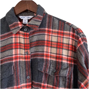Old Navy Women's Plaid Flannel Boyfriend Shirt Long Sleeve Button Up Medium Tall - Picture 1 of 13