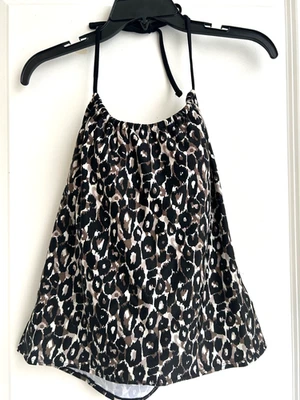 NWT Merona Halter Tankini Swimsuit Top Women's Size Medium Leopard Animal Print - Image 1 of 4