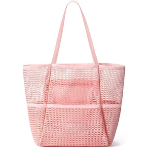 Straw Beach Bags for Women - Women Beach Handmade Woven Tote Bag, Summer Mesh... - Picture 1 of 8
